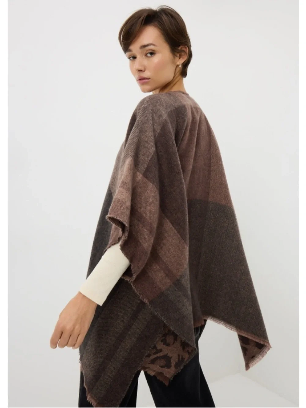 New Woolrich Reversible Wrap One Size Animal Print Brown